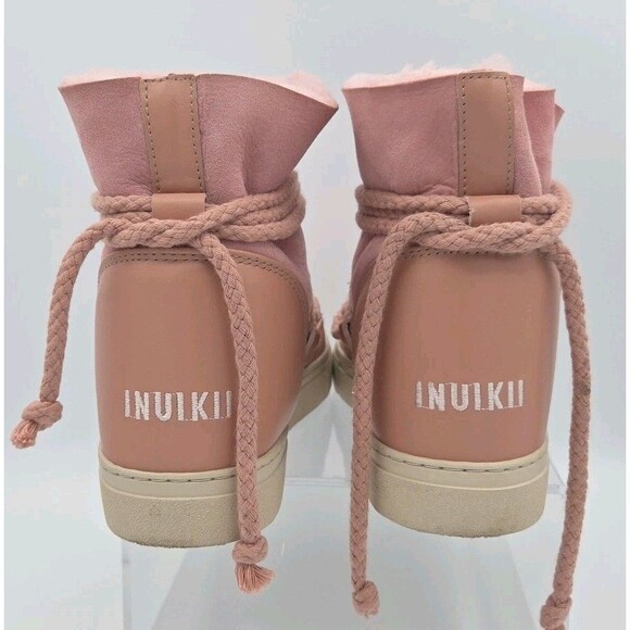 Inuikii Rose Pink Classic Sneaker Womens Size 9 Snow Shearling Boots Lace Up EUC - Picture 8 of 9